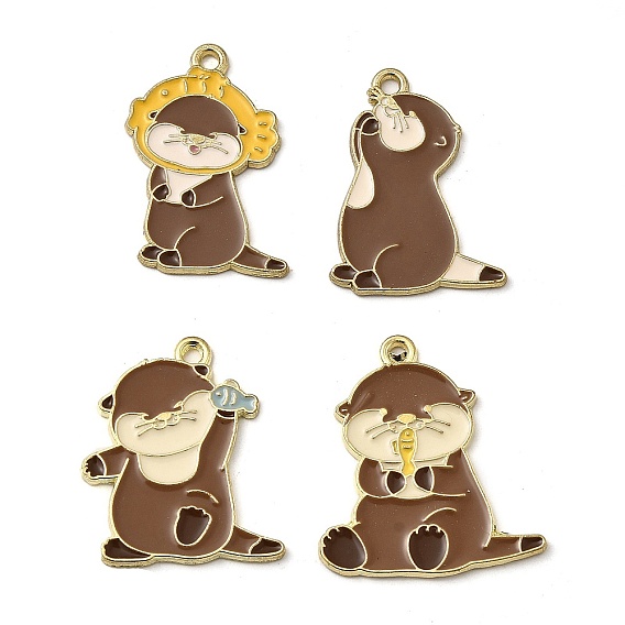 Золотили эмали сплава подвески, выдра с рыбными талисманами
