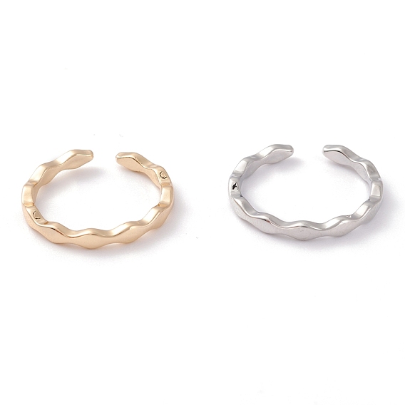 Brass Cuff Rings, Open Rings, Wave
