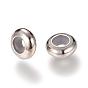 Brass Beads, with Rubber Inside, Slider Beads, Nickel Free, Rondelle