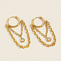 304 Stainless Steel Pave Clear Cubic Zirconia Hoop Tassel Earrings for Women