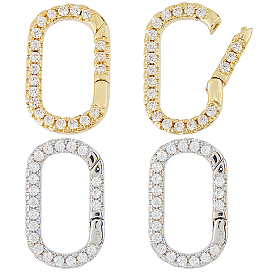 4 шт. 2 цвета латуни микропаве кубические циркониевые застежки, овальные