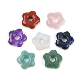 Подвески-цветы из опалита, натурального лазурита, розового кварца, аметиста, красной яшмы, зеленого авантюрина и амазонита, смешанные окрашенные и неокрашенные