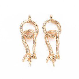 Brass Hook Clasps, for Half Drilled Beads, Nickel Free
