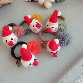Colorful Elastic Hair Ties with Cute Girl Snowman Headbands for Christmas