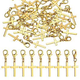 80 pendentifs en alliage pcs, croix, avec alliage homard fermoirs pince