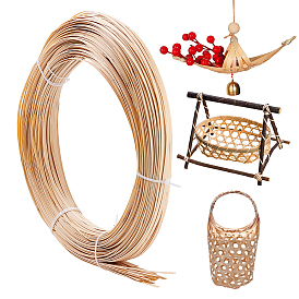 Flat Natural Bamboo Wicker Strips, Solid Weaving Material, for DIY, Furniture Knitting
