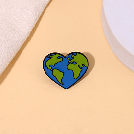Blue Heart Environmental Metal Badge for Ocean and Land Conservation