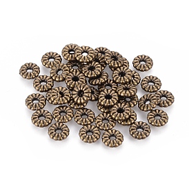 Perles en métal tibétain, sans plomb et sans cadmium, plat rond, 7x2.1mm, Trou: 2mm