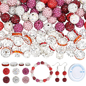 Наборы для изготовления браслетов из бусин своими руками, в том числе бусины из полимерной глины со стразами, железные и латунные дистанционные бусины со стразами, Эластичная кристальная нить