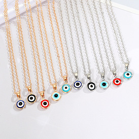 Geometric Devil Eye Necklace with Multi-color Pendant for Women