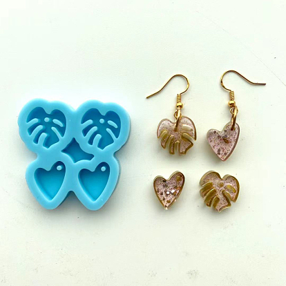DIY Leaf & Heart Pendant Silicone Molds, Resin Casting Molds, for UV Resin & Epoxy Resin Jewelry Making