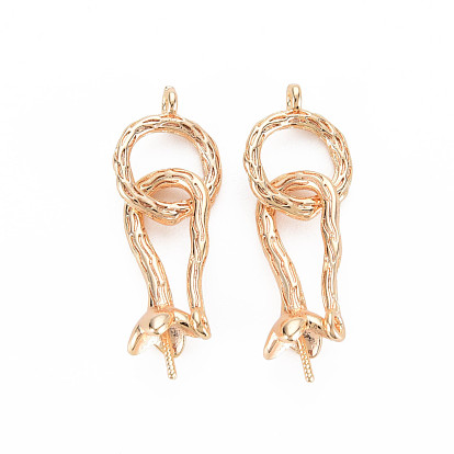 Brass Hook Clasps, for Half Drilled Beads, Nickel Free