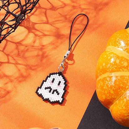 Подвески из стеклянного бисера ручной работы украшения, Ремешок для мобильного телефона, призрак