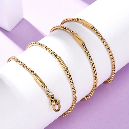 2мм 304 ожерелья из нержавеющей стали с цепочкой-колонной, с карабин-лобстерами , ионное покрытие (ip)