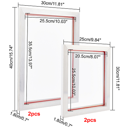 Olycraft 4 Pcs 2 Styles Aluminum Alloy Screen Printing Frame, Painting Supplies, Rectangle