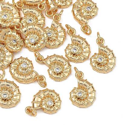 Shegrace Messing-Anhänger mit klarem Zirkonia-Pavé, Anhänger in Spiralmuschelform, Cadmiumfrei und Nickel frei und Bleifrei, langlebig überzogen