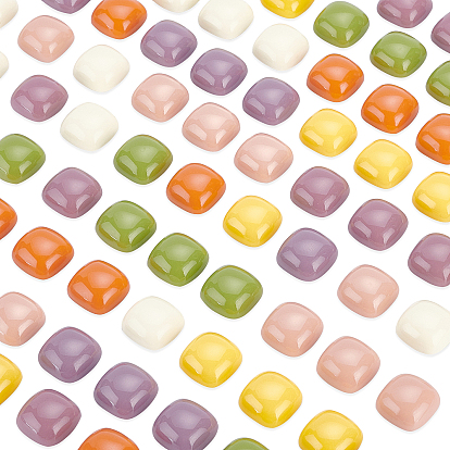70Pcs 7 Colors Opaque Resin Cabochons, Half Square