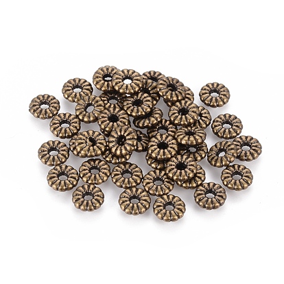 Тибетские шарики металла, без свинца и без кадмия, плоско-круглые, 7x2.1 мм, отверстие : 2 мм