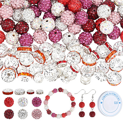 Наборы для изготовления браслетов из бусин своими руками, в том числе бусины из полимерной глины со стразами, железные и латунные дистанционные бусины со стразами, Эластичная кристальная нить