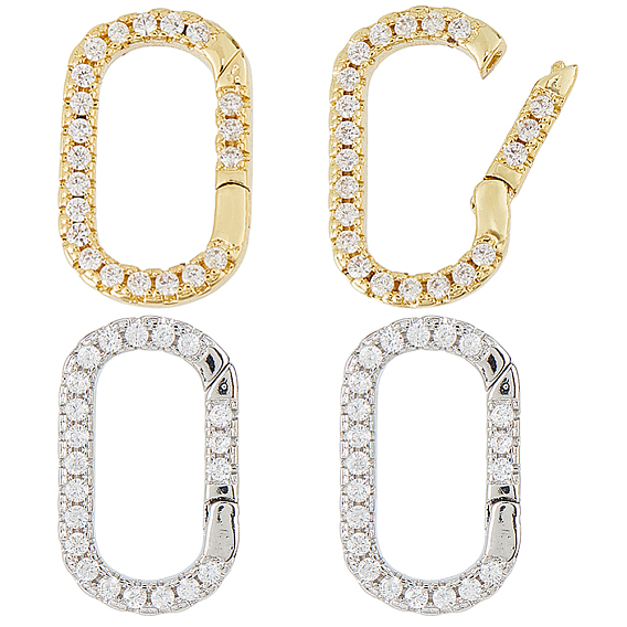 4 шт. 2 цвета латуни микропаве кубические циркониевые застежки, овальные