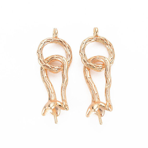 Brass Hook Clasps, for Half Drilled Beads, Nickel Free