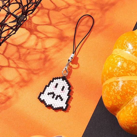 Подвески из стеклянного бисера ручной работы украшения, Ремешок для мобильного телефона, призрак