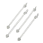 SHEGRACE Brass Curb Chain Extender, End Chains with Lobster Claw Clasps and Heart Charms, Cadmium Free & Nickel Free & Lead Free
