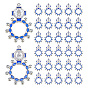 30Pcs 2 Colors Alloy Enamel Pendants, Cross with Ring Charms, Platinum