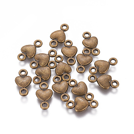 Liens / connecteurs style tibétain, sans cadmium et sans plomb, cœur, 15x8x2mm, Trou: 2mm