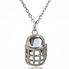 Brass Rugby Helmet Pendant Necklace with Cable Chains for Men Women