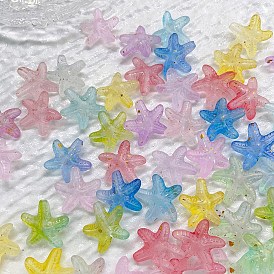 Transparent Resin Beads, Starfish, with Gold Foil, for Jewelry Making