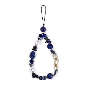 1Pc Acrylic & Glass & Plastic Beaded Mobile Straps, with Aluminum Chains