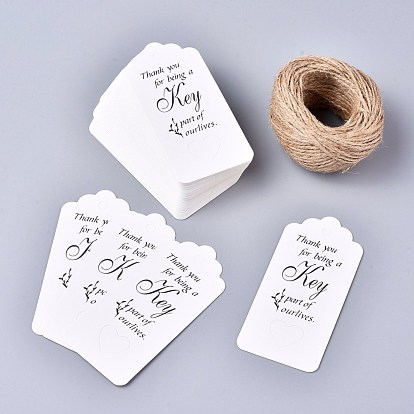 Thank You Paper Gift Tags, Hang Tags, with Jute Twine, for Wedding Thanksgiving, Rectangle
