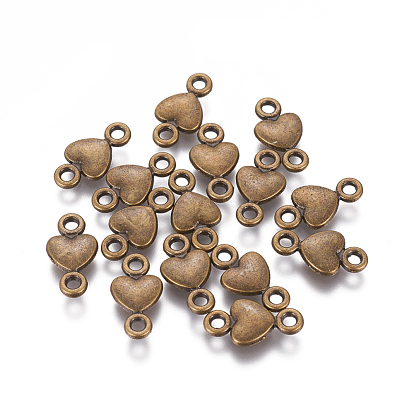 Liens / connecteurs style tibétain, sans cadmium et sans plomb, cœur, 15x8x2mm, Trou: 2mm