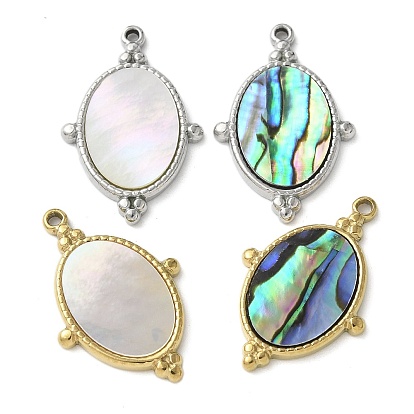 Овальные 304 подвески из натуральной ракушки пауа из нержавеющей стали/белой ракушки