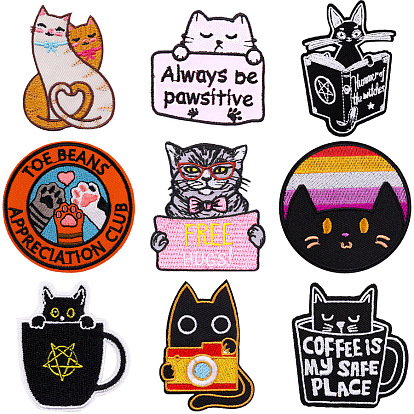 Cat Cartoon Appliques, Embroidery Iron on Cloth Patches, Sewing Craft Decoration
