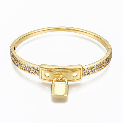 Латунь микро проложить Цирконом браслеты, без никеля , замок навесной, реальный 16 k позолоченный