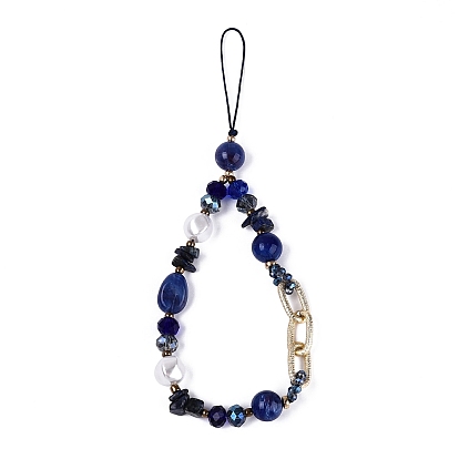 1Pc Acrylic & Glass & Plastic Beaded Mobile Straps, with Aluminum Chains