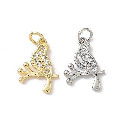 Латунные микропаве прозрачные подвески с фианитом, подвески-птицы с соединительными кольцами, стойки покрытие, без кадмия и без свинца, долговечный