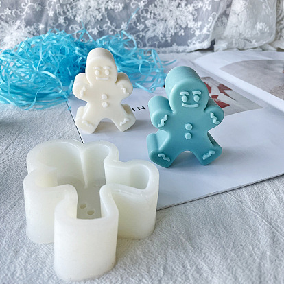 Christmas Theme DIY Candle Food Grade Silicone Molds, Resin Casting Molds, For UV Resin, Epoxy Resin Jewelry Making, Gingerbread Man