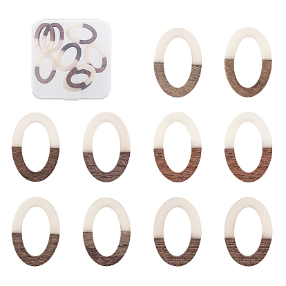 Кольца из смолы и дерева, овальные