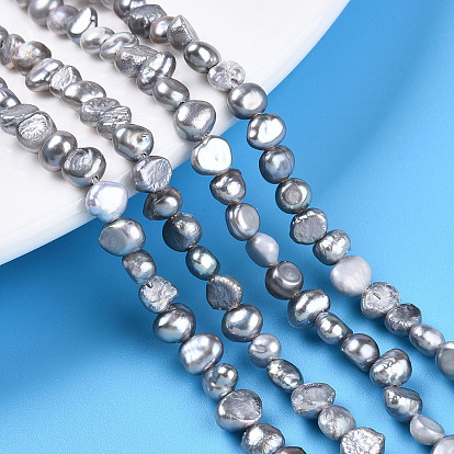 Нити из натурального культивированного пресноводного жемчуга, барочный жемчуг кеши жемчужные бусы, двух сторон полированной, окрашенные