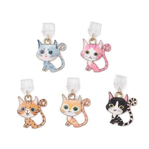 Заглушки для мобильных телефонов с защитой от пыли из эмалированного сплава, форма кошки, с пылезащитными заглушками из ПВХ и 304 открытыми соединительными кольцами из нержавеющей стали