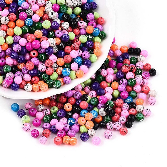Волочильных стеклянные бусины, выпечка окрашены, круглые