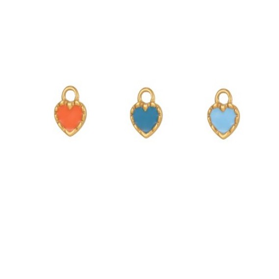 304 из нержавеющей стали шармы эмали, сердце, ионное покрытие (ip), реальный 18 k позолоченный