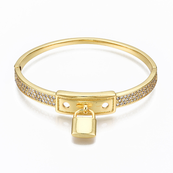 Латунь микро проложить Цирконом браслеты, без никеля , замок навесной, реальный 16 k позолоченный