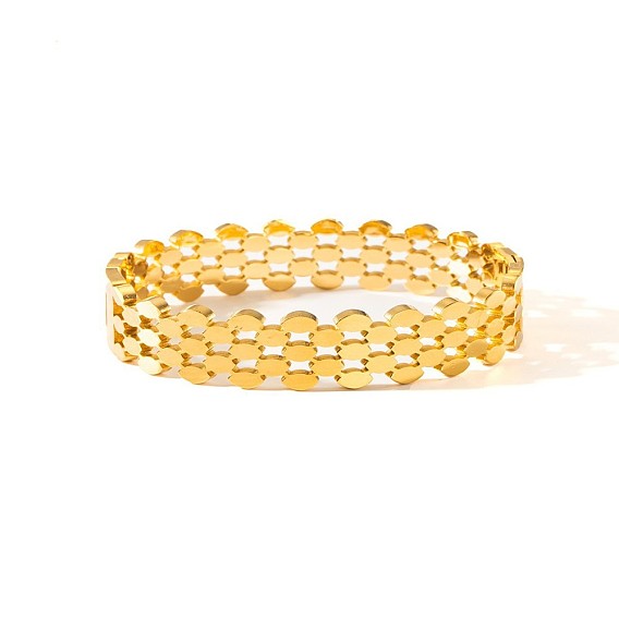 304 Stainless Steel Open Hinged Cuff Bangles, Honeycomb