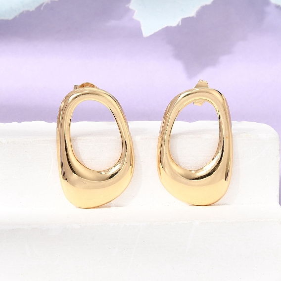 304 Stainless Steel Stud Earrings, Oval, Ion Plating(IP)