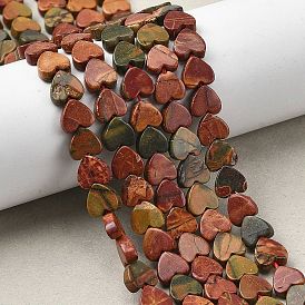 Нити бусин из натурального камня пикассо/полихромной яшмы, сердце