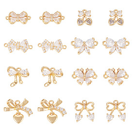 16 шт 8 стили латунные подвески из микропаве с фианитом, бантом прелести